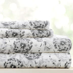 Linen Market Double-Brushed Patterned Microfiber Queen Sheet Set 4 Piece – Oeko-TEX Certified Ultra Soft & Wrinkle-Free - 16" Deep Pocket Sheets - Easy Care Queen Size - Make a Wish Light Gray