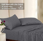 RUVANTI Flannel Sheets Queen Size - 100% Cotton Double Brushed Bed Sheets, Deep Pockets 16 Inches Queen Sheet Set, All Seasons Breathable & Extra Soft - Warm & Cozy, 4 Piece, Pinn Stripe