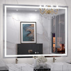 Keonjinn 48 x 40 Inch LED Bathroom Mirror with Lights, Large Wall Mounted Vanity Mirror, UL Listed LED Driver, HD Tempered Glass, Easy Installation, Anti-Fog, Memory Dimmable 6000K, CRI 90+