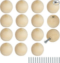 FoDau770 30pcs Unfinished Wood Knobs, Round Ball Cabinet Knobs Vintage Drawer Pulls, Natural Wooden Cabinet Hardware for Furniture Drawer Dresser Wardrobe Cupboard - 1" Diameter