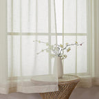 Aiyufeng Faux Linen Sheer Curtains 45 Inch Length 2 Panels, Short Linen Curtains for Kitchen, Small Window Curtains Window Treatment Privacy with Light Filtering for Cafe/Bathroom, Each 30Wx45L Inch