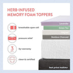 Best Price Mattress 2.5 Inch Ventilated Memory Foam Mattress Topper, CertiPUR-US Certified, King White