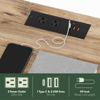 Furinno Andrey USB and Type-C Port Charging Station End Table with Storage Bin, 15.55 (W) x 12.56 (H) x 8.5 (D) inches, Flagstaff Oak/Black