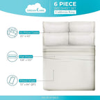 DREAMCARE California King Sheet Sets – 6 pcs Cooling Bed Sheets – up to 21” Deep Cal King Sheets – 2500 Supreme Collection – Extra Soft 100% Brushed Microfiber Hotel Luxury with Side Pocket – Ivory