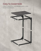 VASAGLE C-Shaped End Table, Small Side Table for Couch, Sofa Table with Metal Frame for Living Room, Bedroom, Bedside, Misty Gray and Black