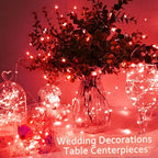 15 Packs 20 Led Red Fairy Lights Battery Operated 6.6ft Silver String Lights Waterproof Firefly Starry Light for Bedroom Dorm DIY Table Centerpieces Halloween Christmas Party Decor