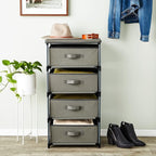 Juvale 4-Tier Dresser for Bedroom - 16.5 in x 13 in x 33 in, Light Gray Fabric, 4 Drawers - Narrow Closet Storage Drawers & Organizer - Steel Frame & Easy Assembly