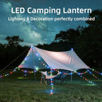 Moobibear Camping String Lights, Quick Storage 33FT/100LED RGB Rugby Rechargeable Tent Lights String with USB 8 Lighting Modes, Waterproof Portable LED Lamp for Camping Essentials, Yard, Party