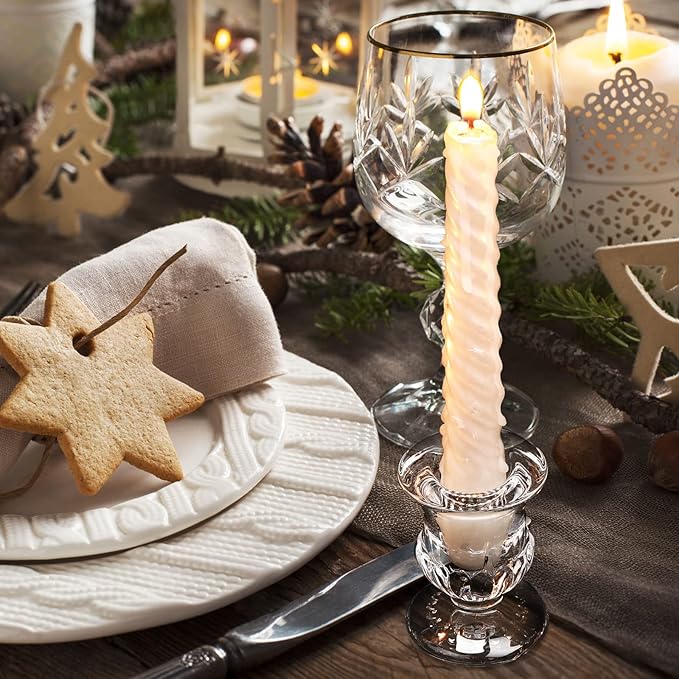 Foaincore 36 Pcs Candlestick Holders Bulk 2.5 Inch Taper Candle Holder for Table Centerpiece Thick Glass Ritual Candle Stand for Wedding Christmas Valentines Festival Party Decorations (Clear)