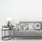 Ambesonne Floral Throw Pillow Cushion Case Pack of 4, Flower Petals Modern Color Palette Chamomile Peony Dahlia and Sunflower Print, Modern Accent Double-Sided Digital Printing, 24", Slate Brown Grey