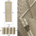 Sorbus Room Divider 6 ft. Tall - Privacy, Extra Wide Double Hinged Panels, Mesh Hand-Woven Design, Partition Room Dividers and Folding Screens, Wall Divider for Room Separation, Beige Wicker, 8 Panel