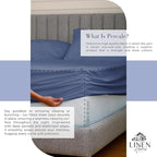 Linen Home 100% Cotton Percale Sheets California King Size,Dark Blue, Deep Pocket, 4 Pieces Set - 1 Flat, 1 Deep Pocket Fitted Sheet and 2 Pillowcases, Crisp Cool and Strong Bed Linen