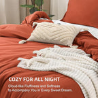Litanika Boho Comforter Full Size Set Burnt Orange, 3 Pieces Fall Solid Terracotta Lightweight Bedding Comforter Set, Rust Fluffy Winter Quilted Blanket Set (79x90In Comforter & 2 Pillowcases)