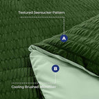 HYMOKEGE Dark Green/Sage Green Twin Comforter Set Seersucker 5 Pieces, All Season Luxury Bed in a Bag for Bedroom, Bedding Set with Comforter, Sheets, Pillowcase & Sham