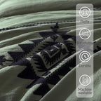 MaiRêve Olive Green Embroidery Comforters Set Queen Size - 7 Pieces, Farmhouse Western Bedding All Season Bed in A Bag Queen, Boho Comforter Set with Sheets, Pillowcases & Shams