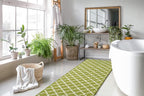 Custom Size Moroccan Trellis Runner Rug Mat for Wide Hallway Entryway Kitchen Laundry Room with Slip Resistant Latex Rubber Backing, Trellis Green, 31 inch X 12 feet