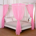 Akiky Bed Canopy Panels Canopy Bed Curtains with Lights for Girls Boys Adults,Home Decoration Set of 8 Panels (Full/Queen, Pink)