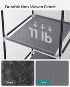 SONGMICS Portable Closet, Clothes Storage Organizer with 6 Shelves, 1 Clothes Hanging Rail, Non-Woven Fabric Closet, Metal Frame, 34.6 x 17.7 x 66.1 Inches, Grey URYG84GY