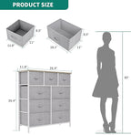 YITAHOME Dresser with 9 Drawers - Fabric Storage Tower, Organizer Unit for Room, Living Room, Hallway, Closets - Sturdy Steel Frame, Wooden Top & Easy Pull Fabric Bins (Light Gray)