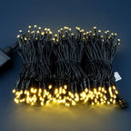 YULETIME 100 ft 300 Count Warm White LED String Lights with 8 Models Adapter, Black Wire Wide Angle 5mm Christmas Lights (Warm White - Black Wire)