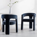 Black Modern Barrel Dining Chairs Set of 2, Velvet Upholstered Accent Side Chair with Arms Comfy Makeup Vanity Chairs, Dining Living Room Kitchen Chairs