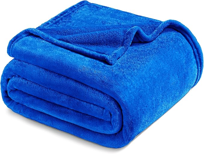 Exclusivo Mezcla Fleece Blanket Twin Size for Bed, Super Soft and Warm, All Season Use, Cozy, Plush, Lightweight, 90x66 Inches, Cobalt Blue