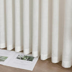 Neutral Linen Semi Sheer Curtains 90 Inches Long, Cream Textured Light Filtering Drapes for Living Room, Modern Farmhouse Window Decor, Privacy Pinch Pleat Curtain with Hooks