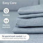 Full 6 Piece Sheet Set - Comfy Breathable & Cooling - Soft Hotel Luxury Bedding Set with 8-16 Inch Deep Pockets - 1 Flat & 1 Fitted Sheet & 4 Pillowcases - Wrinkle Free & Easy Care - Heathered Blue