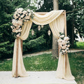RYB HOME Canopy Bed Curtains - Long Sheer Window Scarf, Valances Curtains for Wedding Arch French Door Patio Frame Party Event Backdrops, 60 x 216 inch Long per Panel, 2 Pieces, Beige