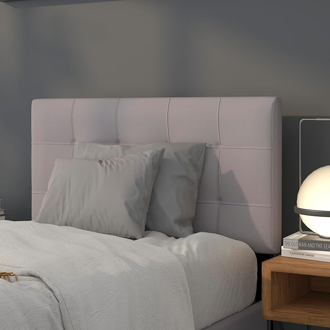 Flash Furniture Bedford Tufted Upholstered Twin Size Headboard in Light Gray Fabric