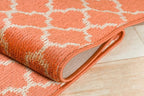 Custom Size Moroccan Trellis Runner Rug Mat for Wide Hallway Entryway Kitchen Laundry Room with Slip Resistant Latex Rubber Backing, Trellis Orange, 31 inch X 8 feet