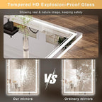 36''x24'' Lighted Mirrors for Bathroom Wall Backlit + Front Lit, Rectangular LED Bathroom Mirror Frameless with Lights Anti Fog, Dimmable, 3 Colors,Tempered Glass, Shatter-Proof (Color 1,)
