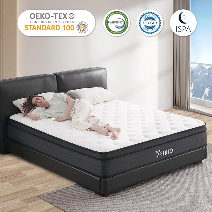 King Size Mattress, 14 Inch Hybrid Memory Foam King Bed Mattress with Pocket Springs for Motion Isolation Pressure Relief, CertiPUR-US