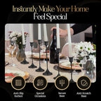 Black Candleholders for Taper Candlesticks Plus Candle Snuffer – Dining Table Décor Centrepiece - Metal Candelabra Candlestick Holder - Black Décor for Home Weddings Celebrations Events (Set of 6 Pcs)