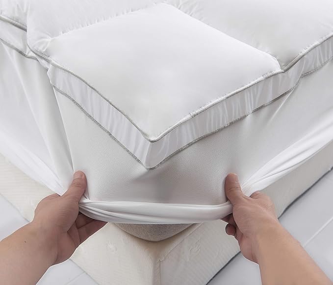COMFORT BOOST™ Extra Thick, Cooling Mattress Topper — Pillowtop, Down Alternative Mattress Pad with Deep Pockets (8-21" Depth) Fits All Mattress Sizes, Helps Ease Back Pain & Protects — TwinXL