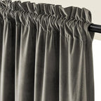 Lazzzy Velvet Blackout Curtains Thermal Insulated Room Window Drapes Super Soft Luxury Curtains for Living Room Bedroom Rod Pocket 2 Panels, Grey, 42" W x 72" L