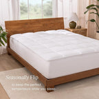 Bare Home Split King Microplush Mattress Topper - Pillow Top Reversible - Dual Sided All-Season - 8" to 24" Deep Pocket - Soft Fitted Cover - Plush Mattress Pad (Split King - 2 Twin XL)