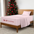 Mellanni Extra Deep Twin Sheets - 3 PC Iconic Collection Bedding - Hotel Luxury, Ultra Soft, Cooling Bed Sheets - Wrinkle, Fade, Stain Resistant (Twin, Blush Pink)