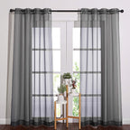 NICETOWN Sheer Curtains 84 Inches - Long Grommet Elegant Light Filter Sheer Voile Drapes Panels Room Decor for Bathroom/Living Room (54" Wide, Dark Grey, 2 Panels)