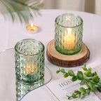 12Pcs Large Votive Candle Holders 2.8 * 3.2in Green Tea Light Candle Holders Glass Candle Holder for Bridal Shower, Wedding, Table Centerpiece, Party, Home Decor