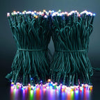 YULETIME 100 ft 300 Count Multicolor LED String Lights with 8 Models Adapter, Green Wire Wide Angle 5mm Christmas Lights (Multicolor - Green Wire)
