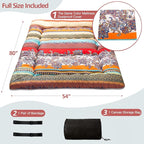 MAXYOYO Bohemian Retro Floor Mattress Vintage Floral Japanese Futon Mattress Roll Up Thicken Sleeping Bed Portable Camping Mattress Floor Lounger Couch Bed Mattress Pad, Full Size