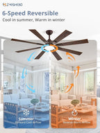 ZMISHIBO 62 inch Oil Bronze Farmhouse Ceiling Fan with Light and Remote, Indoor/Outdoor Rustic Brown Ceiling Fan for Living Room Patio, 6 Speed Reversible Quiet DC Motor, 3 CCT, Dual Finish 8 Blades