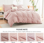 HYMOKEGE Rose Gold Full Size Comforter Sets Seersucker 7 Pieces, All Season Luxury Bed in a Bag for Bedroom, Bedding Set with Comforters, Sheets, Pillowcases & Shams