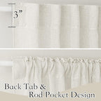 RYB HOME Faux Linen Blended Sheer Curtains, Light Filtering Ariy Vertical Sheers Half Privacy Window Covering for Sliding Glass Door Balcony Terrace Sun Room Beach, Linen, Wide 70 x Long 95, 2 Panels