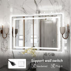 48"x 32" LED Bathroom Mirror with Black Frame, Bathroom Mirror with Lights Front and Backlit, Lighted Mirror Stepless Dimmable, Anti-Fog, Memory, LED Vanity Mirror with Lights 3 Colors