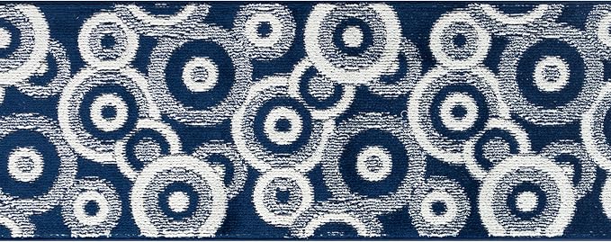 Custom Length Cut to Size Retro Modern Coastal Carpet Runner Rug for Hallways, Non Slip Rubber Backed, 31 inch Wide X Customized Length, Geo Blue, 31 inch X 13 feet