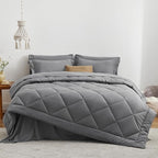 Love's cabin Twin XL Comforter Set Grey, 5 Pieces Twin XL Bed in a Bag, All Season Bedding Sets with 1 Comforter, 1 Flat Sheet, 1 Fitted Sheet, 1 Pillowcase and 1 Pillow Sham