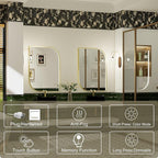 22x32 Inch LED Bathroom Mirror with Lights, Adjustable 3000K/4500K/6000K, Irregular Gold Frame Lighted Bathroom Vanity Mirror, Anti-Fog, Stepless Dimmable, Wall Mounted