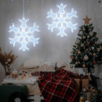 BrizLabs 2 Pack Christmas Window Lights with Remote, 61 Modes, Warm & Cool White & RGB Color Changing 12" Foldable Snowflake Hanging Christmas Lights for Xmas Indoor Outdoor Wall Door Fireplace Decor